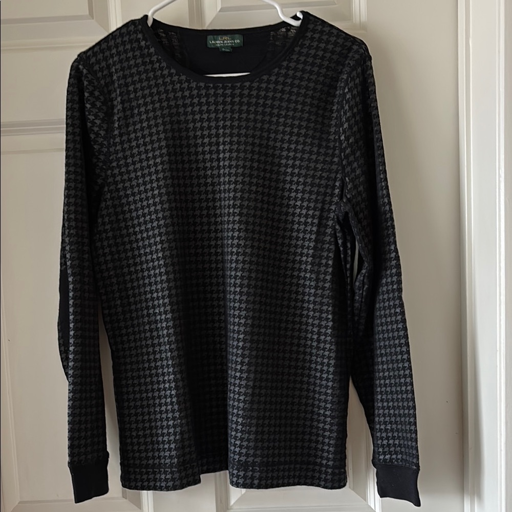 Ralph Lauren Black and Gray Houndstooth Sweater